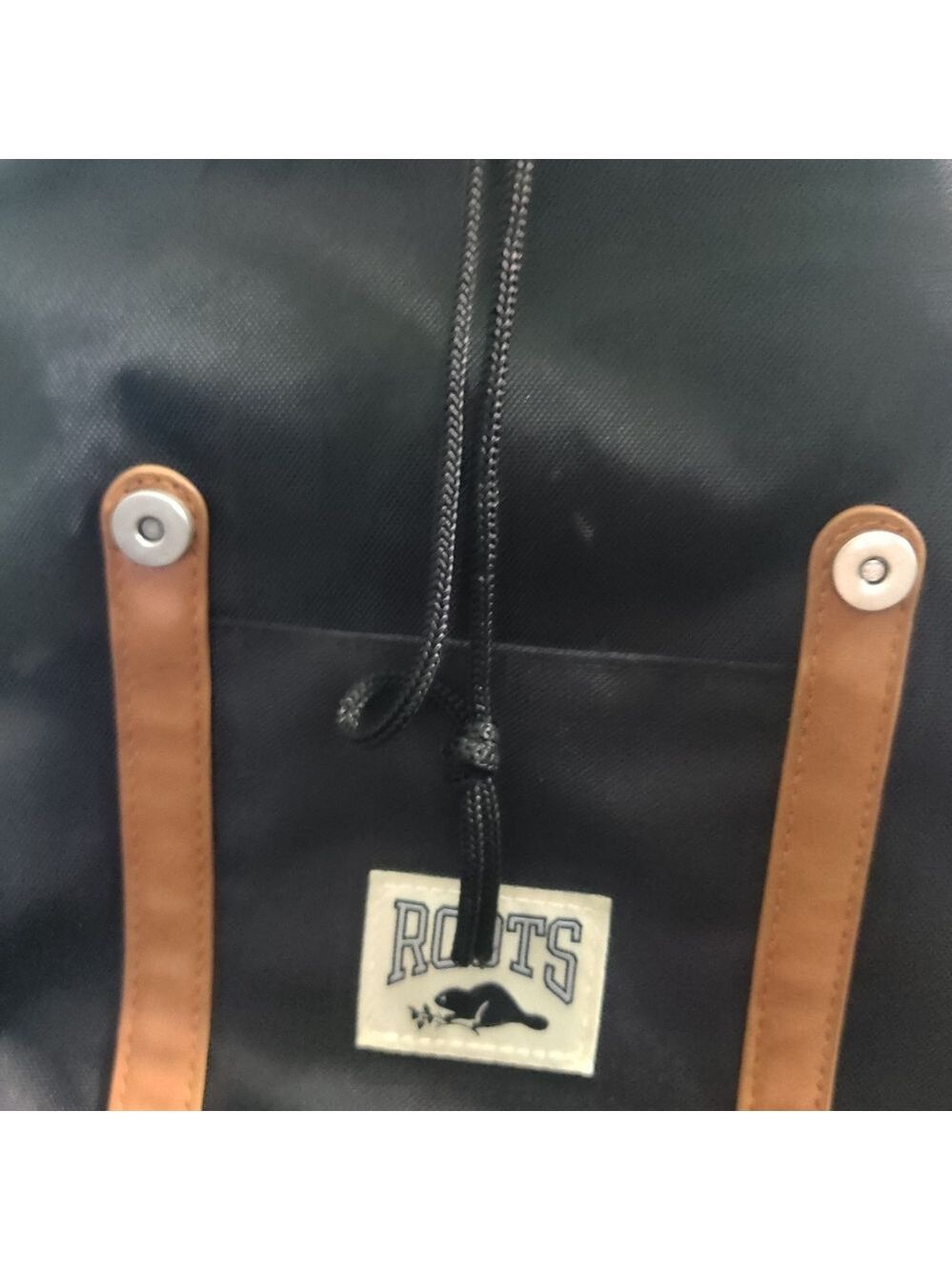 *ROOTS 17.3" Black Computer Backpack with Brown Accents - Picture 6 of 10